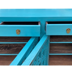 Asian Pastel Blue Shutter Doors Hardware Sideboard Credenza Console Cabinet cs7522E image 6