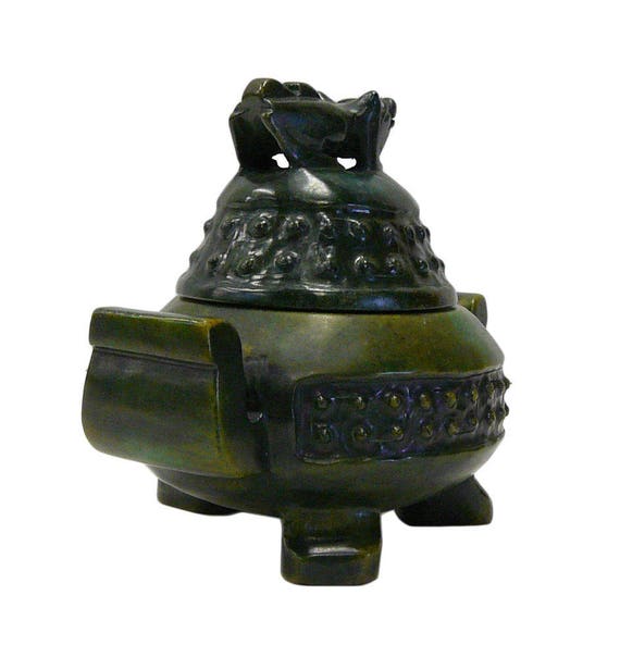 Chinese Oriental Stone Carved Round Incense Container cs691-11S Chinese Oriental Stone Carved Round Incense Container cs691-11S