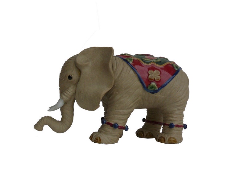 Pair Handmade Ceramic Lovely Elephant With Beautiful Jewelry Decor Statue fs722E image 3