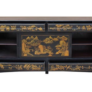 Chinese Fujian Golden Graphic Sideboard High Credenza Console Table TV Cabinet cs3509E image 8