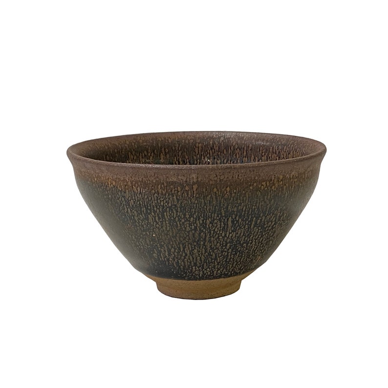 Chinese Jianye Clay Metallic Bronze Black Glaze Decor Bowl Display Art ws3159E image 2