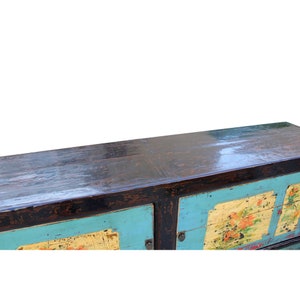 Chinese Oriental Graphic Blue Sideboard Console Table TV Cabinet cs4577E image 6