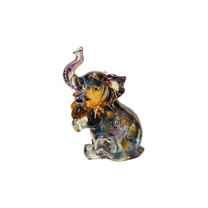 Pair Mixed Color Crystal Glass Fengshui Fortune Trunk Up Elephant Statues ws3644E image 8