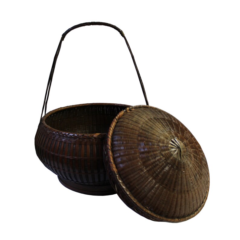 Oriental Handmade Brown Rattan Basket with Long Handle ws460E image 3