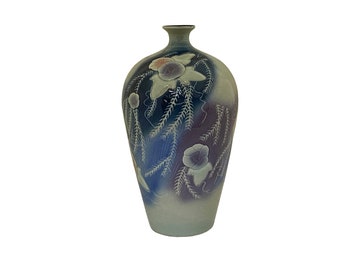 Artistic Pastel Flower Pattern Porcelain Round Body Small Mouth Vase ws3537E