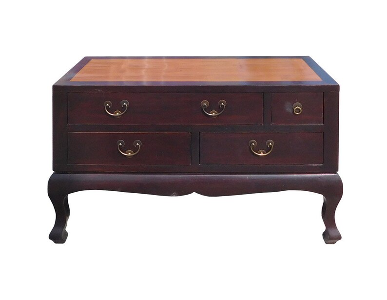 Chinese Brown Light Bamboo Top Dresser Drawer Cabinet Table cs1339E