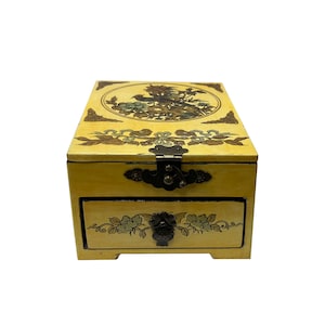 Kleine Orientalische Gelbe Blumen Vögel Spiegel Schmuckschatulle ws2821AE
