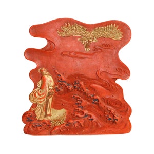 Chinese Calligraphic Cinnabar Ink Stick Scholar Eagle Scenery Art ws276E