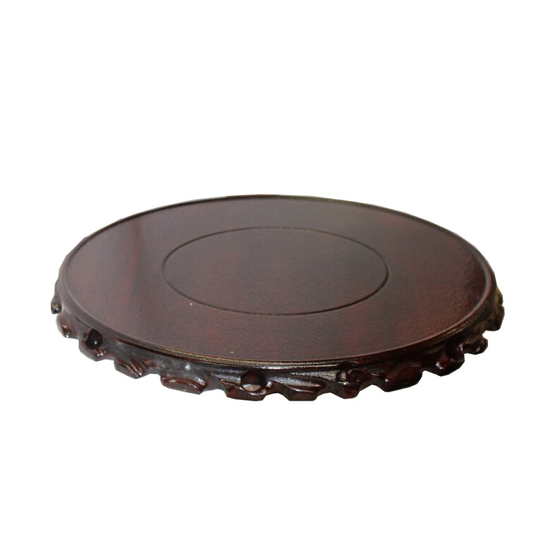 Chinese Brown Wood Handmade Round Table Top Stand Display Easel 5.75 ws818CE