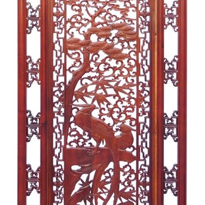 Chinese Oriental Rectangular Vertical Birds Wood Wall Panel cs1362-2E image 4