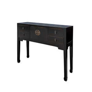 Oriental Black Lacquer 4 Drawers Slim Narrow Foyer Side Table cs7604 image 2