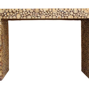 Chinese Distressed Tree Stem Cut Pattern Side Table Desk cs2749E