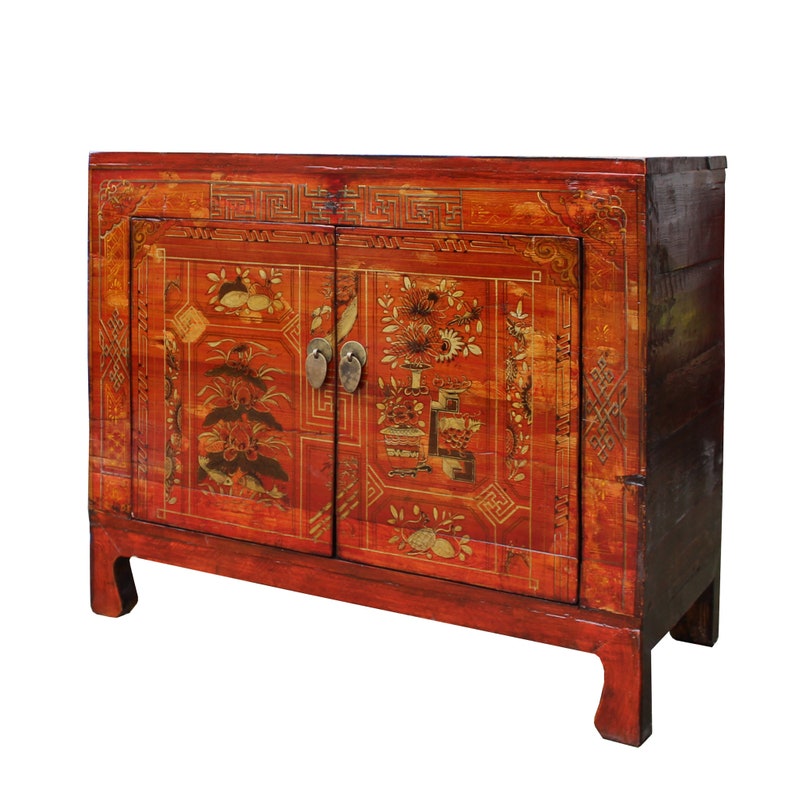 Distressed Brown Scenery Low Console Bench Table Cabinet cs4928E