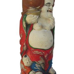 Hand Carved Camphor Wood Standing Happy Buddha Statue jz120S Hand Carved Camphor Wood Standing Happy Buddha Statue jz120S