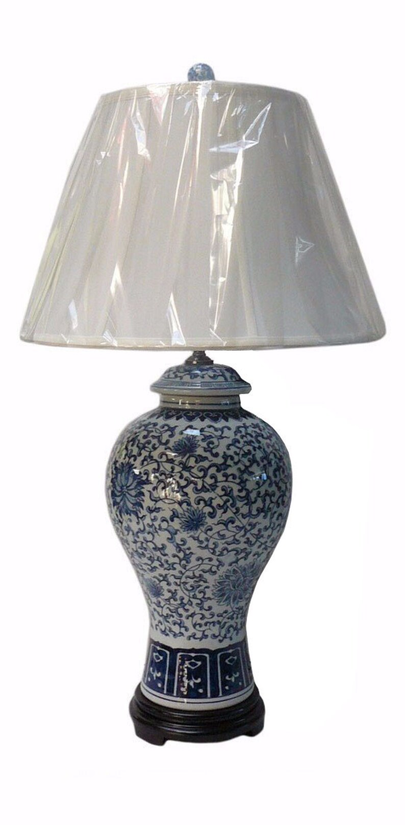 Chinese Blue & White Penoy Lotus Porcelain Vase Table Lamp vs208E il 794xN nzuq