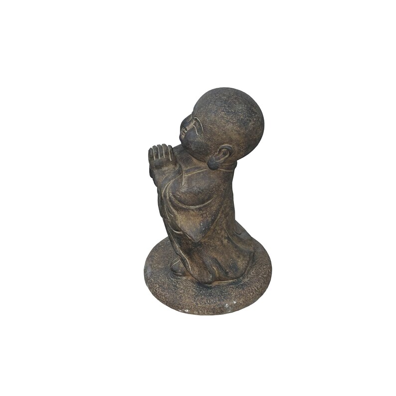 Chinese Dark Gray Stone Anjali Mudra Standing Cute Lohon Monk Statue ws3623E image 6