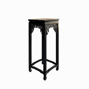 Chinese Black Lacquer Square Ru Yi Tall Plant Stand Pedestal Table cs7716E image 5