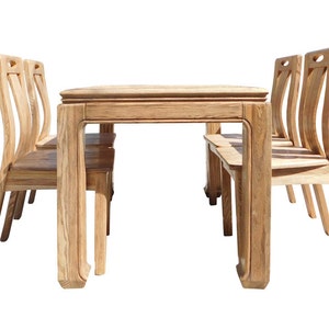 Oriental Light Wood Rectangular Dining Table 4 Chairs Set cs1555E image 3