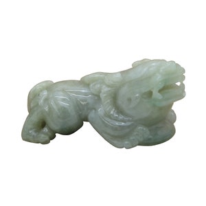 Fengshui Figure Hand Carved Chinese Natural Jade Pixiu Pendant n525E image 1