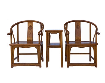 1960s James Mont Style Asian Chinoiserie Ming Horseshoe Chair by