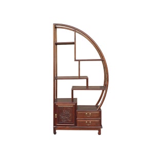 Chinese Brown Half-Round Shape Display Curio Cabinet Room Divider cs7562E image 1