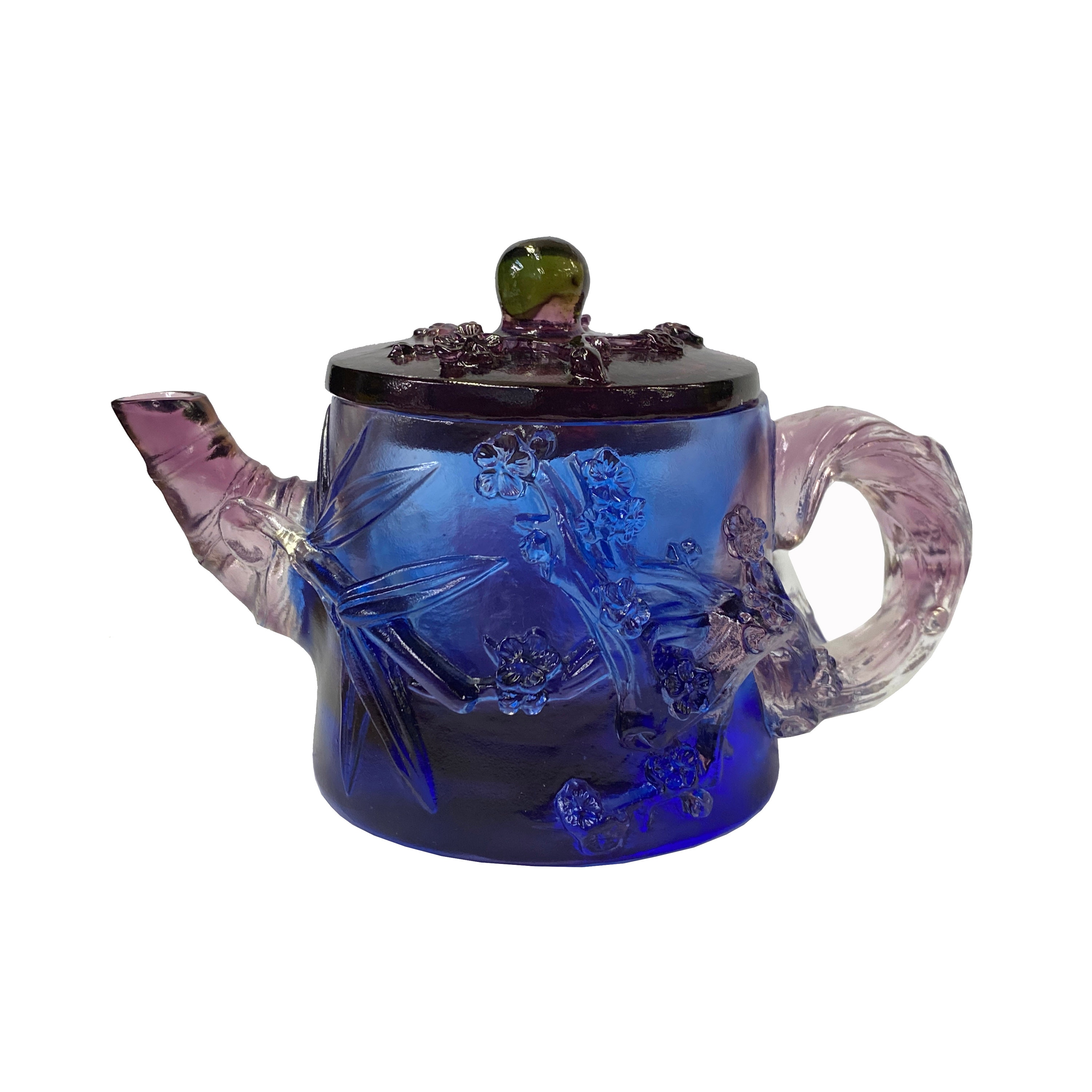 Crystal Glass Liuli Pate-De-Verre Multicolor Teapot Flower Display Figure Ws2112E