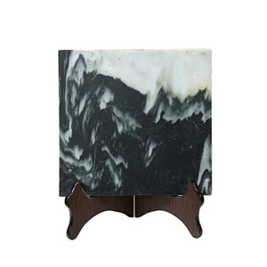 Chinese Natural Dream Stone Square Gray Fengshui Plaque Display ws2258E