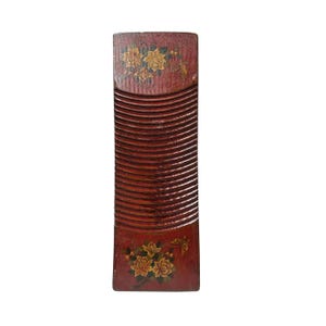 Vintage Restored Distressed Red Flower Graphic Washing Board Wood Panel Art JK268E