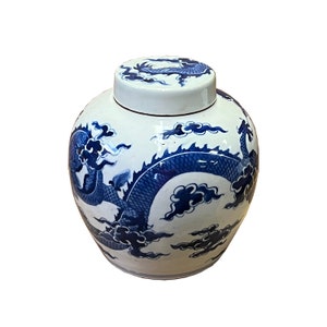 Hand-paint Fengshui Dragon Blue White Porcelain Ginger Jar ws2538E image 2