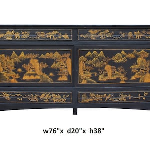 Chinese Fujian Golden Graphic Sideboard High Credenza Console Table TV Cabinet cs3509E image 4