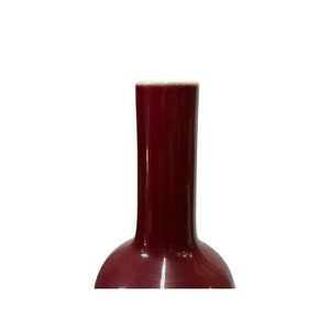 Chinese Vintage Brick Red Round Long Neck Porcelain Art Vase ws3405E image 5