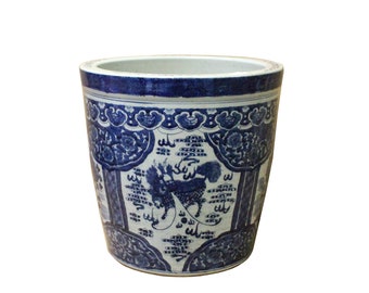 Chinese Blue White Kirin Flower Porcelain Pot Vase cs3793E