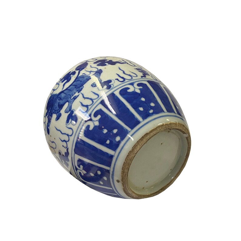 Oriental Handpaint Foo Dog Small Blue White Porcelain Ginger Jar ws2326E image 4