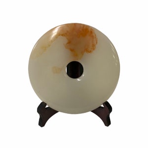 Chinese Natural White Brown Stone Round Fengshui Home Decor Display ws1836E