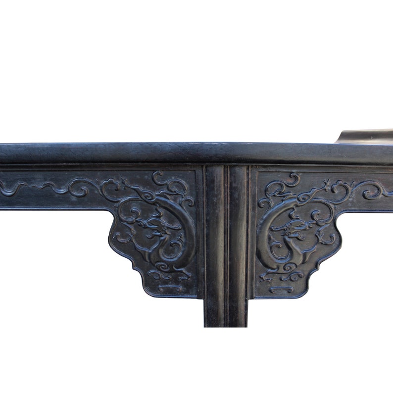 Chinese Brown Huali Rosewood Point Edge Relief Carving Altar Table cs4630E image 7