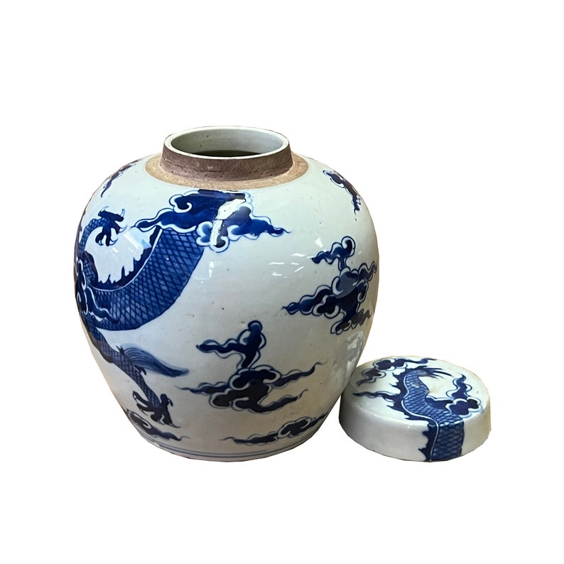 Hand-paint Fengshui Dragon Blue White Porcelain Ginger Jar ws2538E image 3