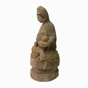 Chinese Rustic Wood Sitting Guan Yin Kwan Yin Bodhisattva Statue ws1527E image 6