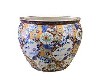 Oriental Vintage Porcelain Mixed Color Flower Graphic Pot ws2293E