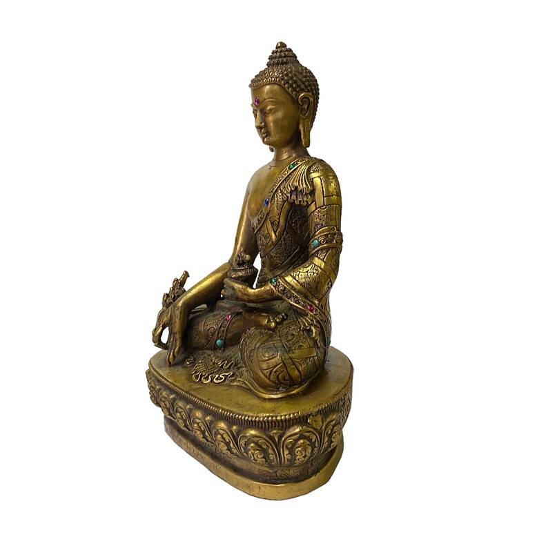 Chinese Distressed Bronze Color Metal Sitting Lotus Buddha Statue ws2122E image 6