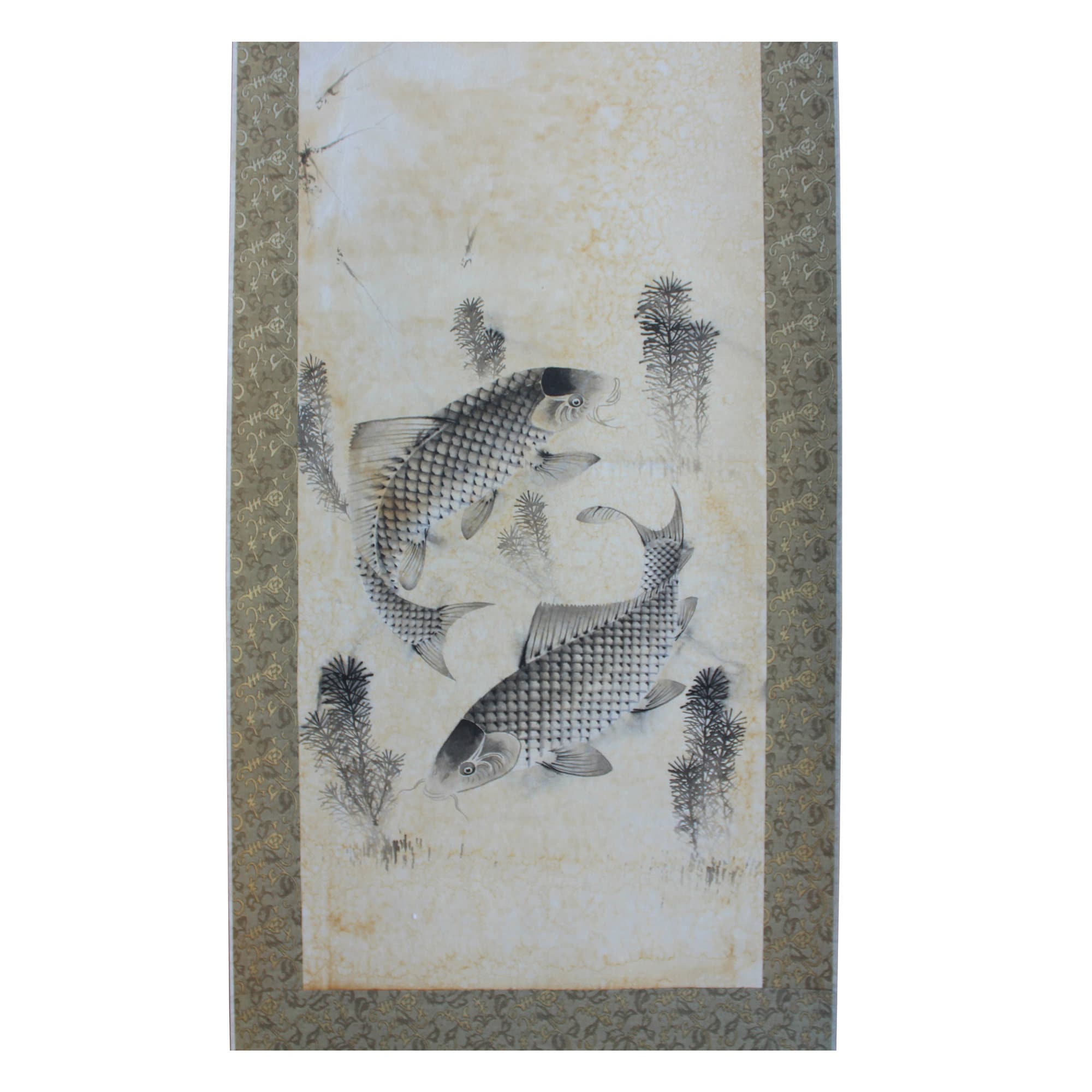Set of 4 Chinese Calligraphy Ink Fishes Drawing Scroll Paintings Wall ...