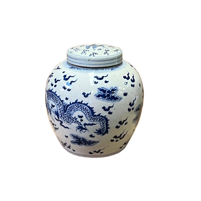 Chinese Hand-paint Dragon Blue White Porcelain Ginger Jar ws2824E image 2