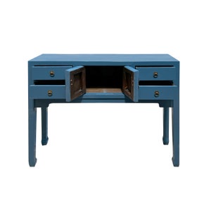 47 Chinese Pastel Venice Blue 4 Drawers Slim Narrow Foyer Side Table cs7596BE image 5