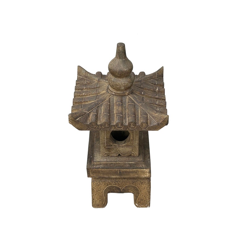 Rustic Gray Brown Temple Tower Top Pagoda Shape Garden Stone Lantern ws3650E image 6