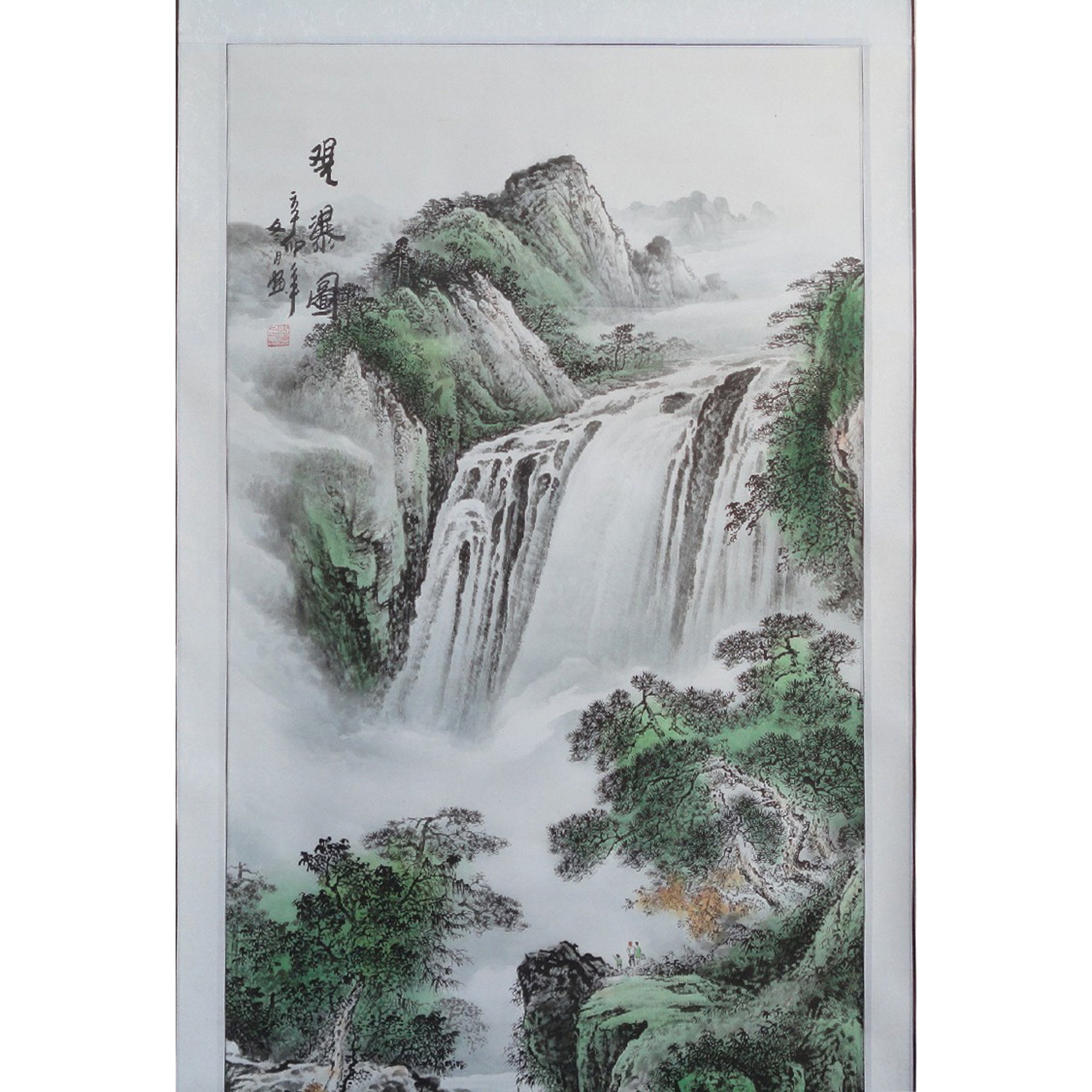 絵画 Mountain Waterfall Vintage Oil Painting Art Waterfall Mountain Landscape Signed