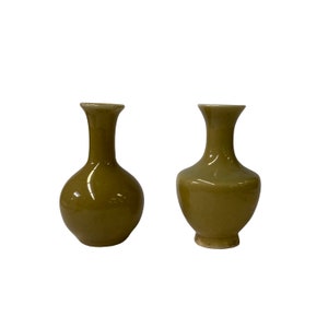 2 x Chinese Clay Ceramic Ware Wu Tan Taupe Color Small Vase ws2812E