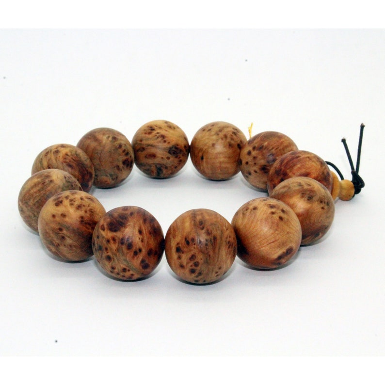 Medium Brown Cypress Wood Beads Hand Rosary Praying Bracelet ws215E image 2