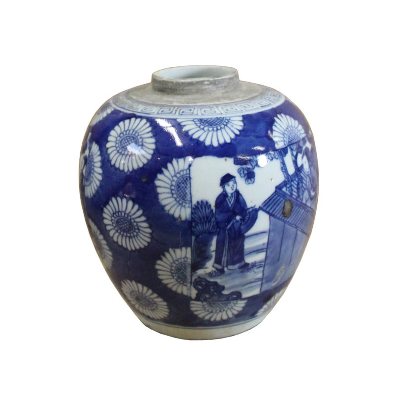 Chinese Oriental Handpaint Small Blue White Porcelain Ginger Jar ws515E image 3