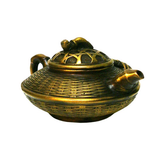Chinese Handmade Metal Bronze Color Crab Teapot Display cs1035-9S Chinese Handmade Metal Bronze Color Crab Teapot Display cs1035-9S