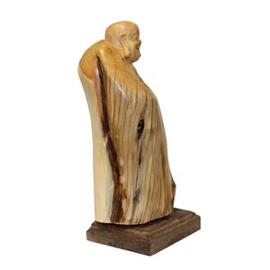 Chinese Cypress Wood Carved Irregular Shape Happy Buddha Statue cs5557E image 2