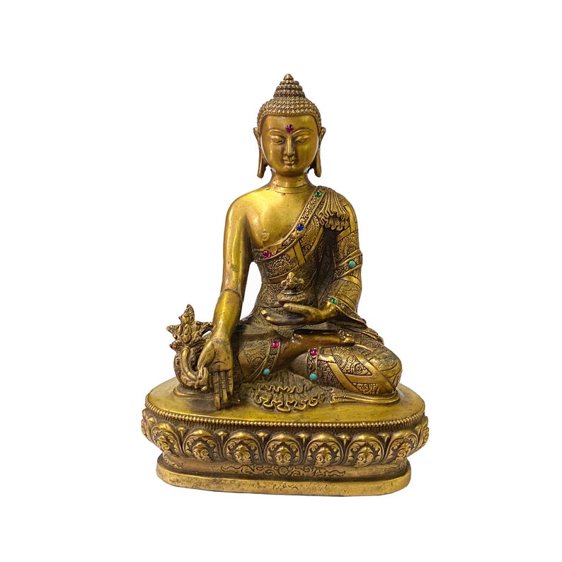 Chinese Distressed Bronze Color Metal Sitting Lotus Buddha Statue ws2122E image 1